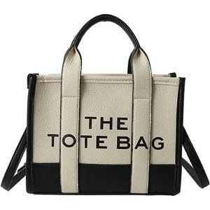 The Tote Bag Vegan Leather Beige Black